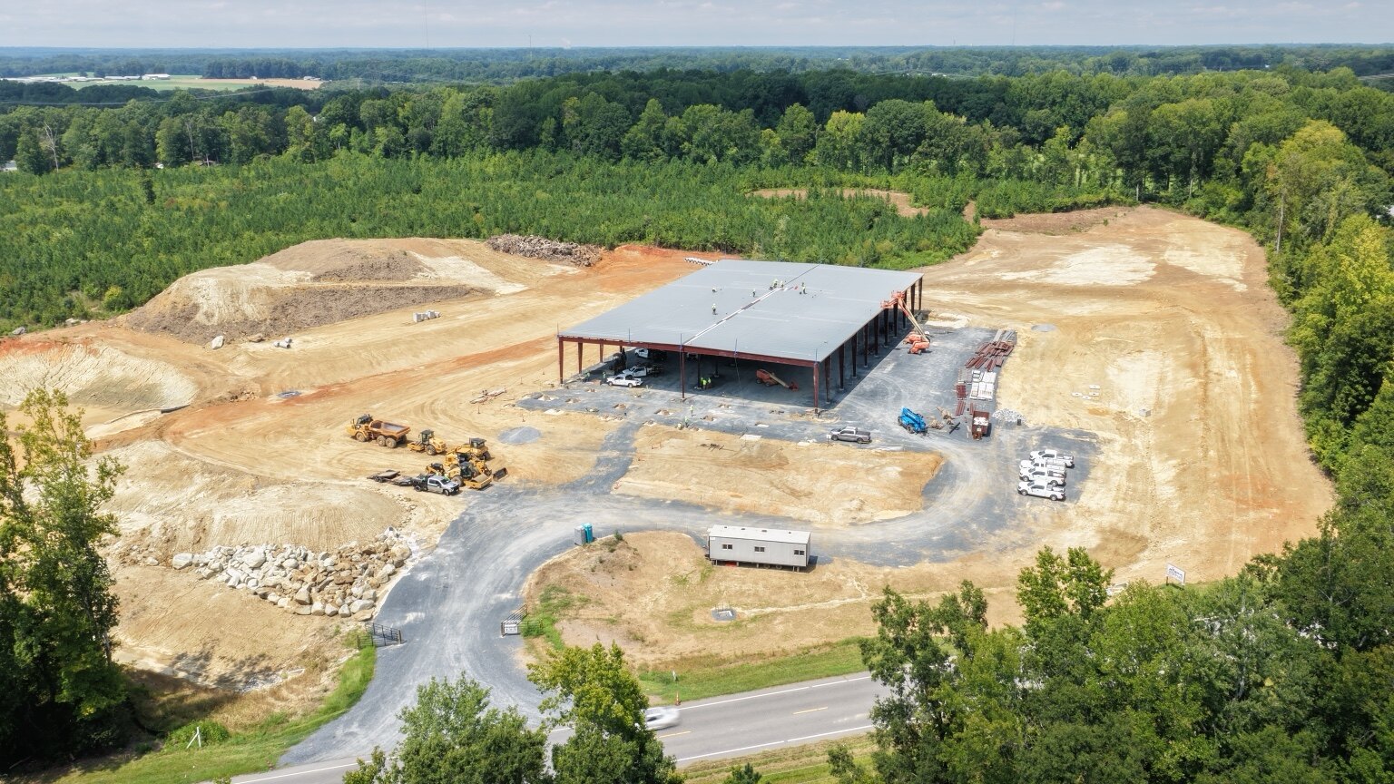 Aerial view of the Carolina Facilities property under construction in Randleman, North Carolina